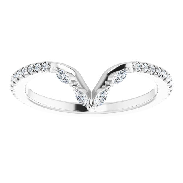 14K White 1/4 CTW Natural Diamond French-Set Matching Band