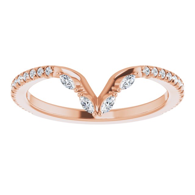 14K Rose 1/4 CTW Natural Diamond French-Set Matching Band