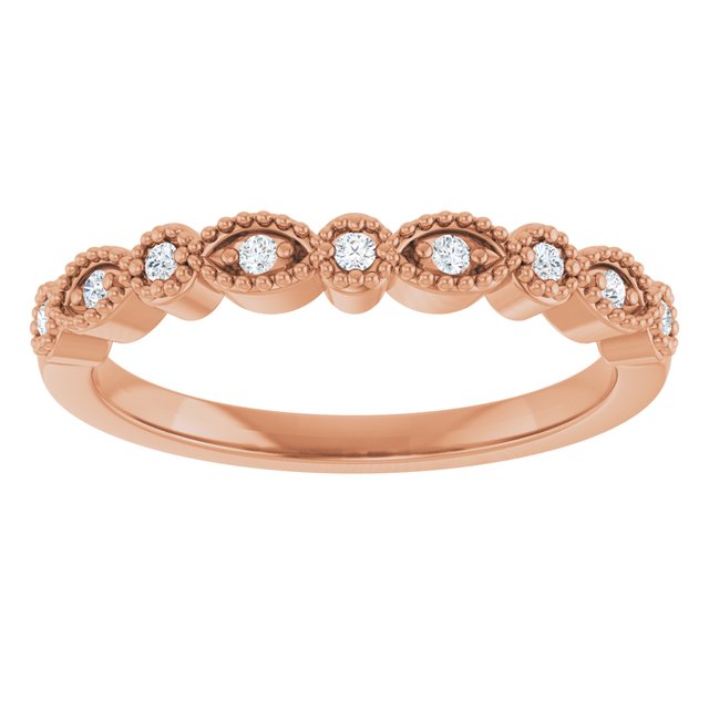 14K Rose .08 CTW Natural Diamond Matching Band