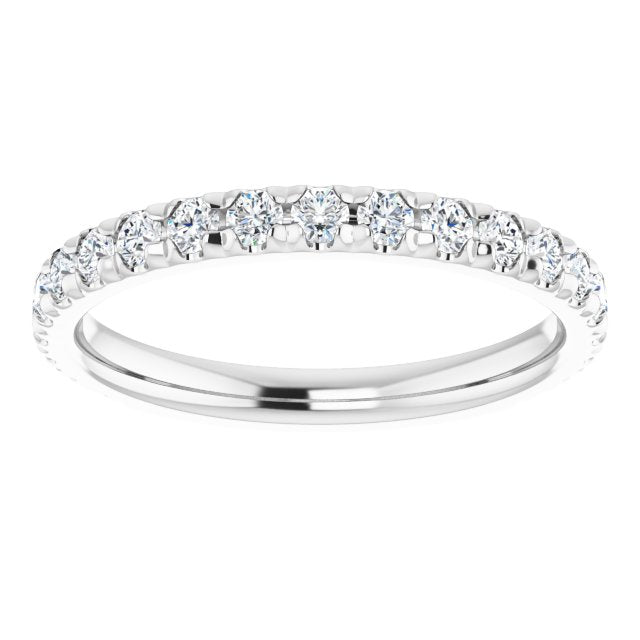 14K White 1/2 CTW Natural Diamond French-Set Matching Band