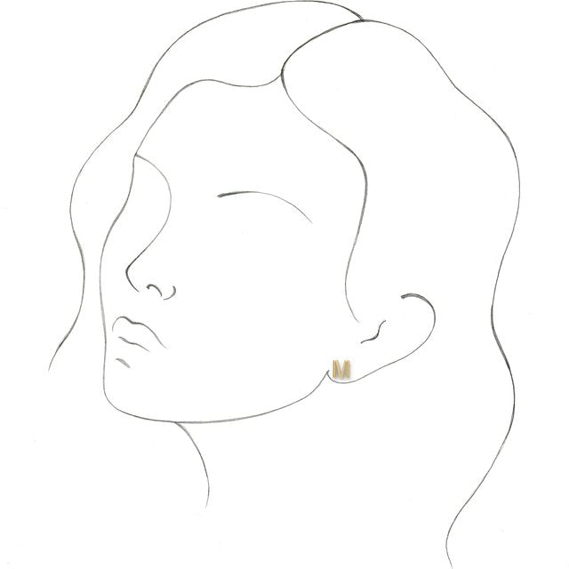 14K Single Initial M Earring