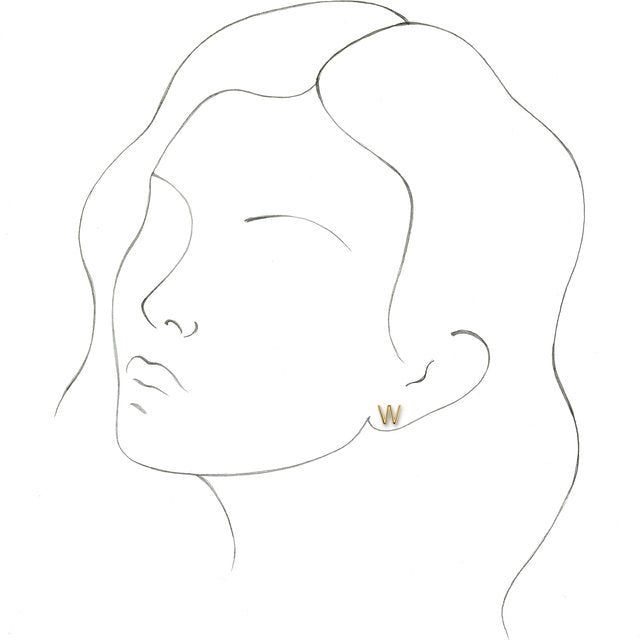 14K Single Initial W Earring