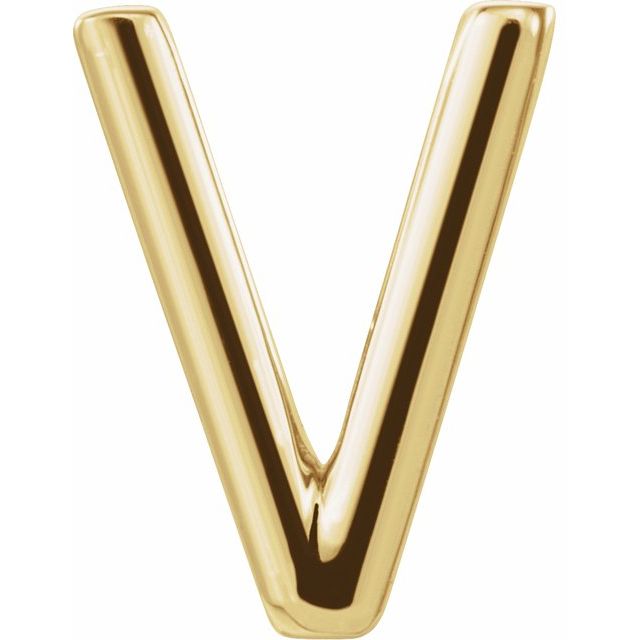 14K Single Initial V Earring