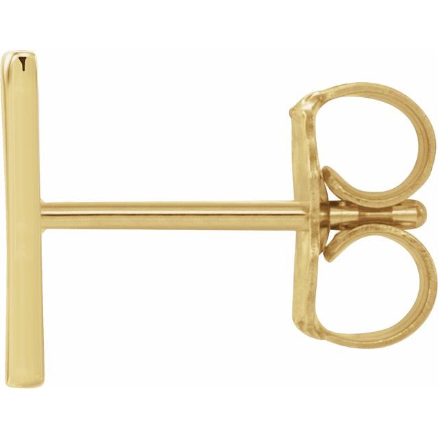14K Single Initial V Earring
