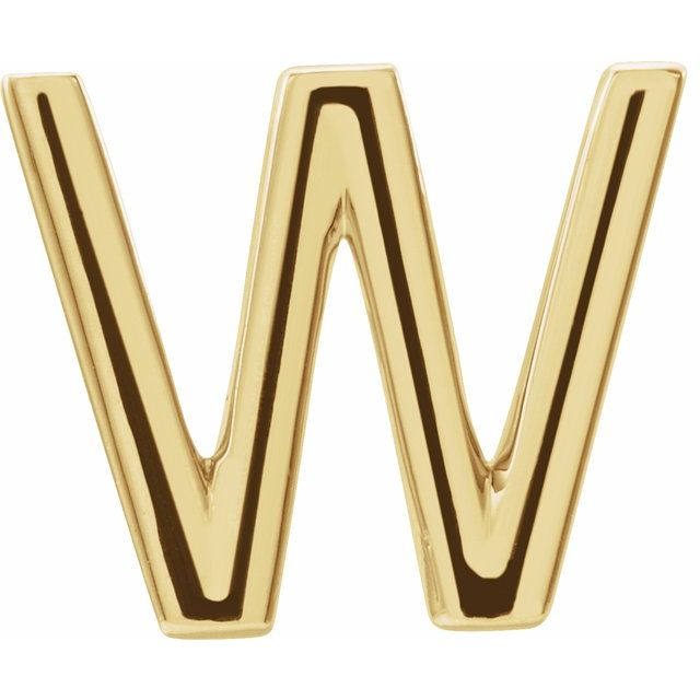 14K Single Initial W Earring