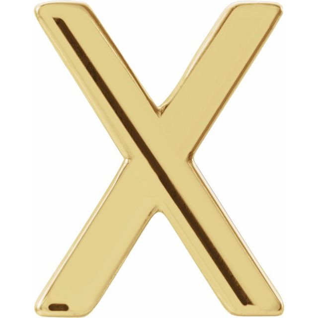 14K Single Initial X Earring