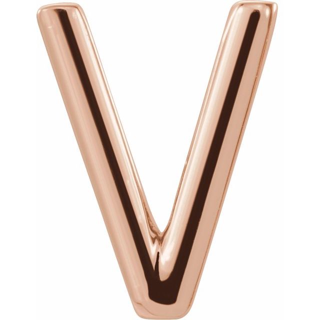 14K Single Initial V Earring