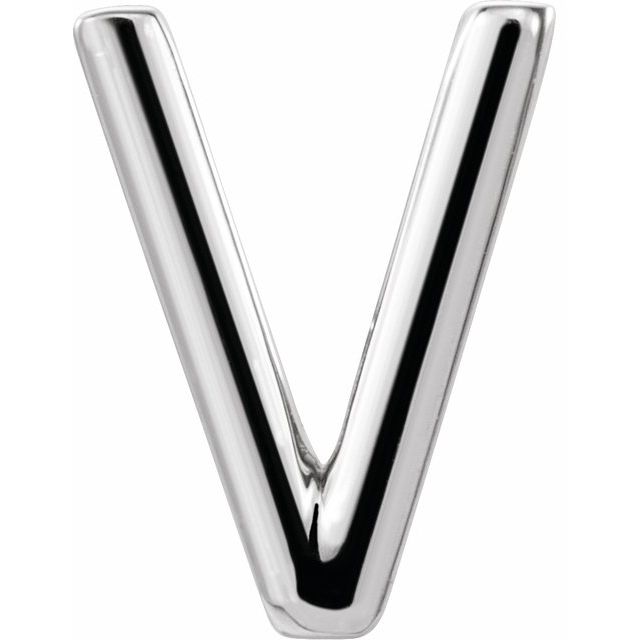 Sterling Silver Single Initial V Earring
