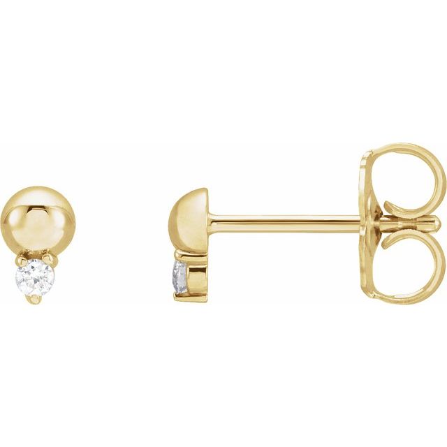 14K .03 CTW Natural Diamond Bead Earrings