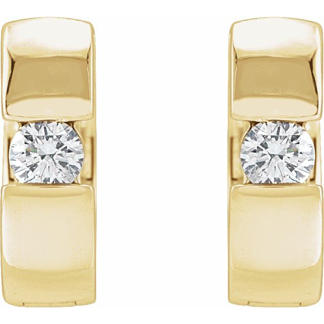 14K 1/8 CTW Lab-Grown Diamond Hinged Huggie Hoop Earrings