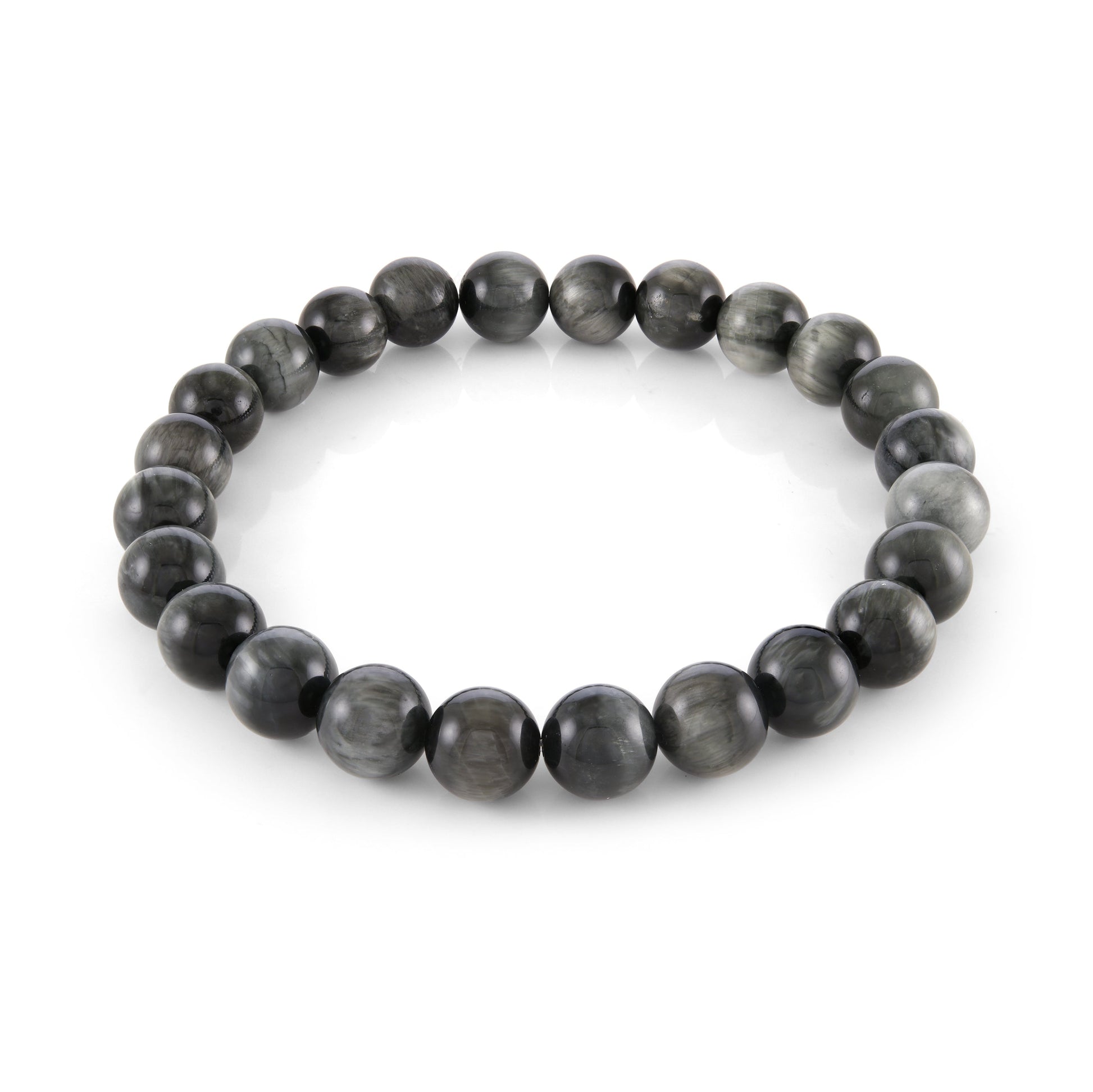 Grey Eagle Eye Bead Bracelet 8mm
