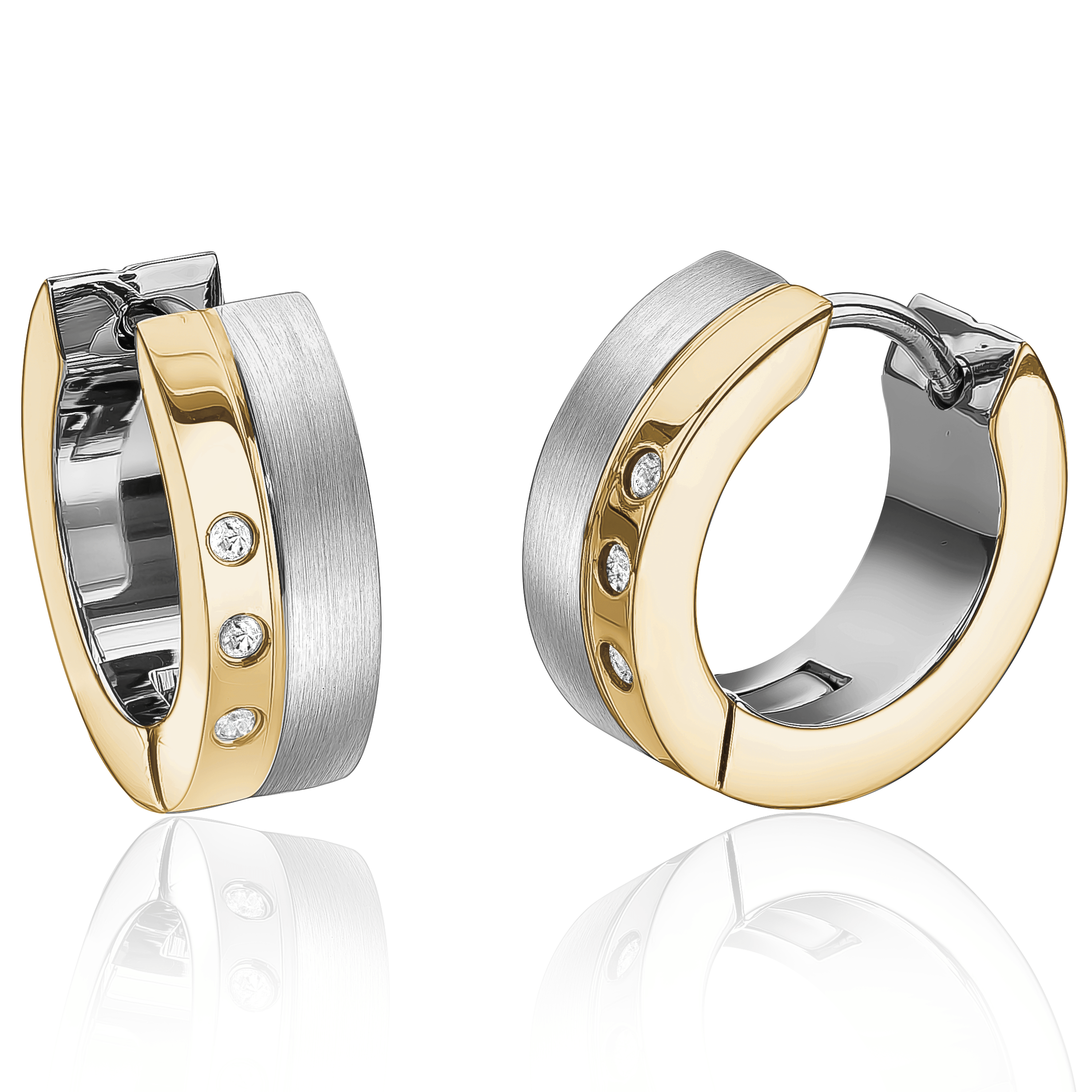 Tri-Gem Huggie Earring