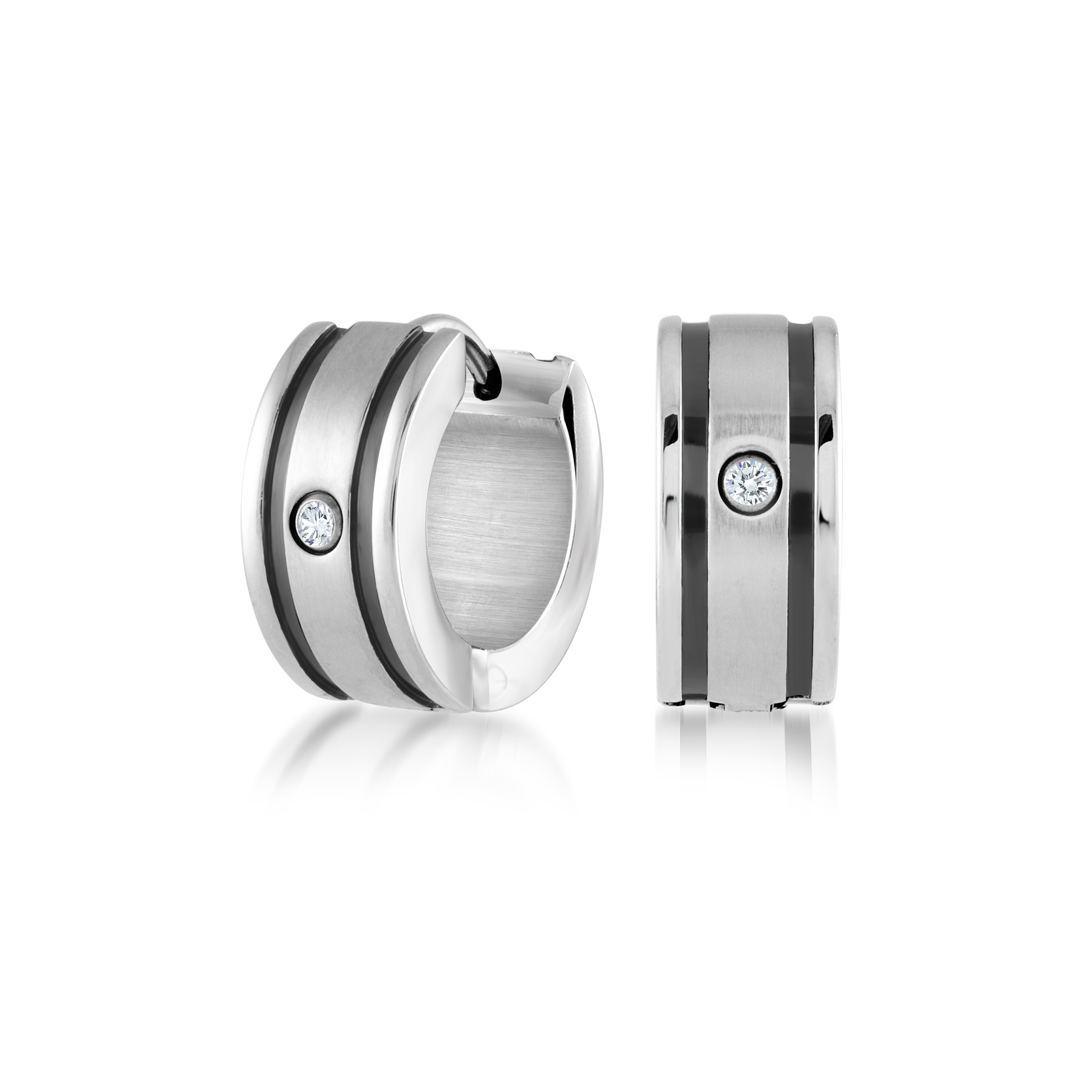Striped Single Gem Earrings