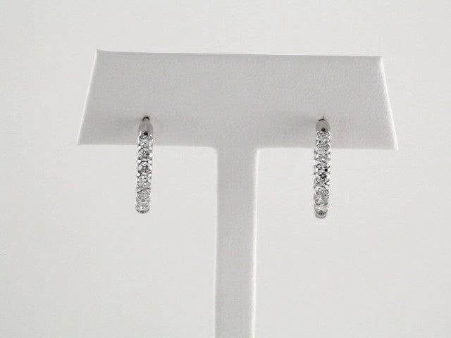 14K 1 1/8 CTW Natural Diamond Inside-Outside Hinged Hoop Earrings