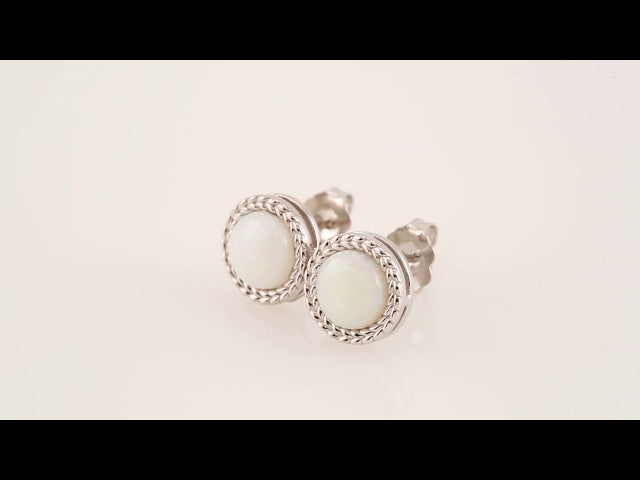 Natural Opal Bezel-Set Leaf Earrings