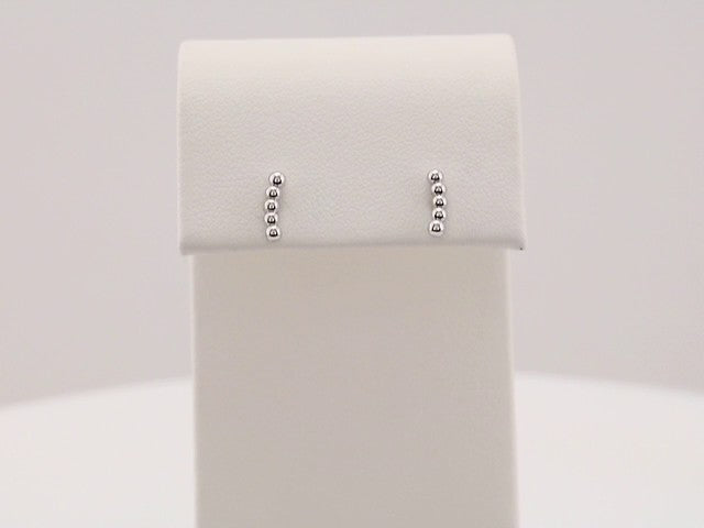Sterling Silver Curved Beaded Earrings