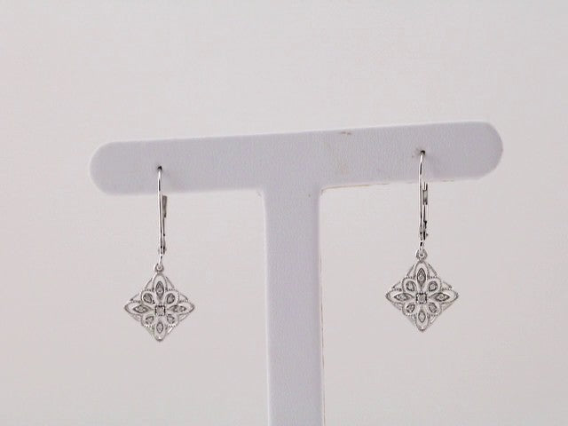 14K 1/10 CTW Natural Diamond Granulated Filigree Earrings
