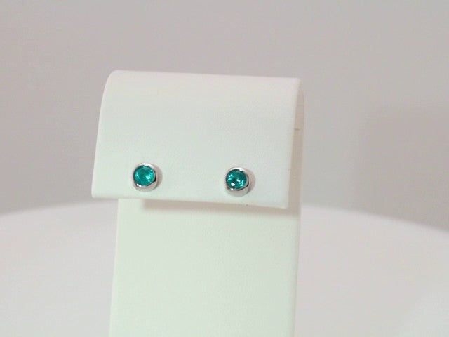 Rhodium-Plated Sterling Silver Imitation Cubic Zirconia Bezel-Set Earrings